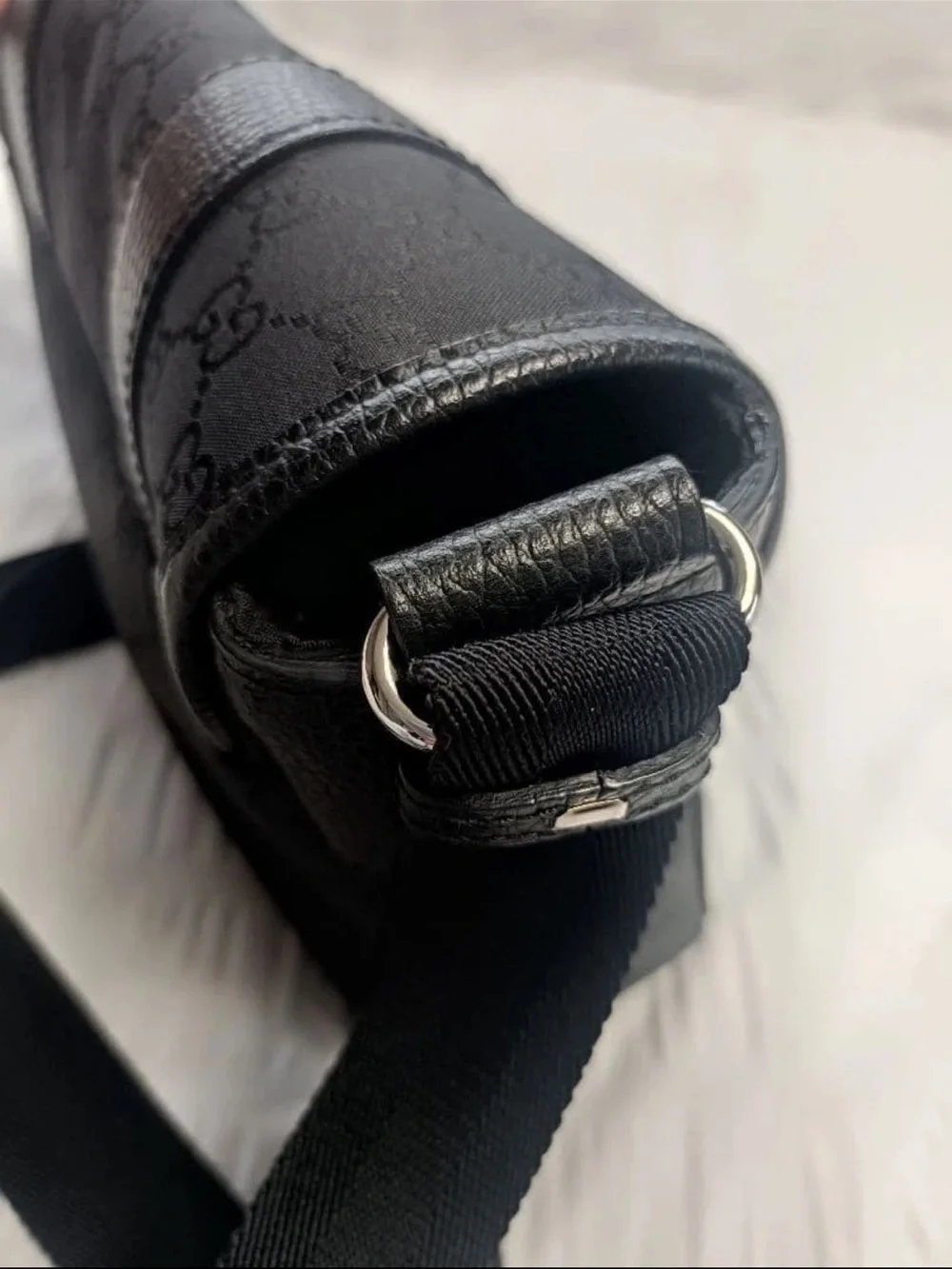 Gucci Black GG Canvas Messenger Bag for Men
